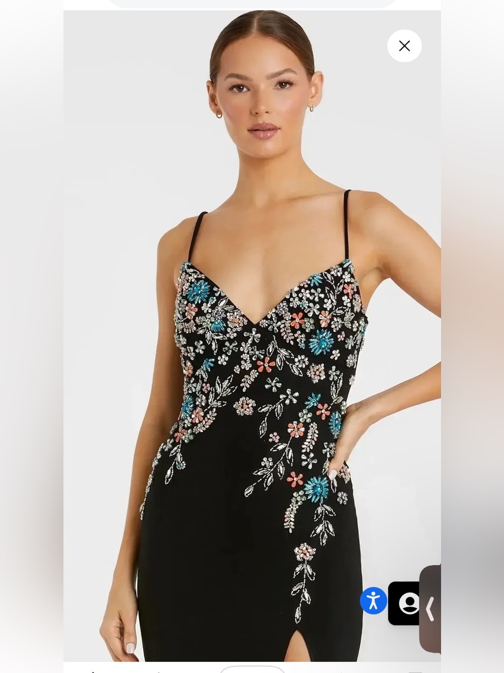 MAC DUGGAL Multi Color Beaded Floral Cami Gown Style 42006